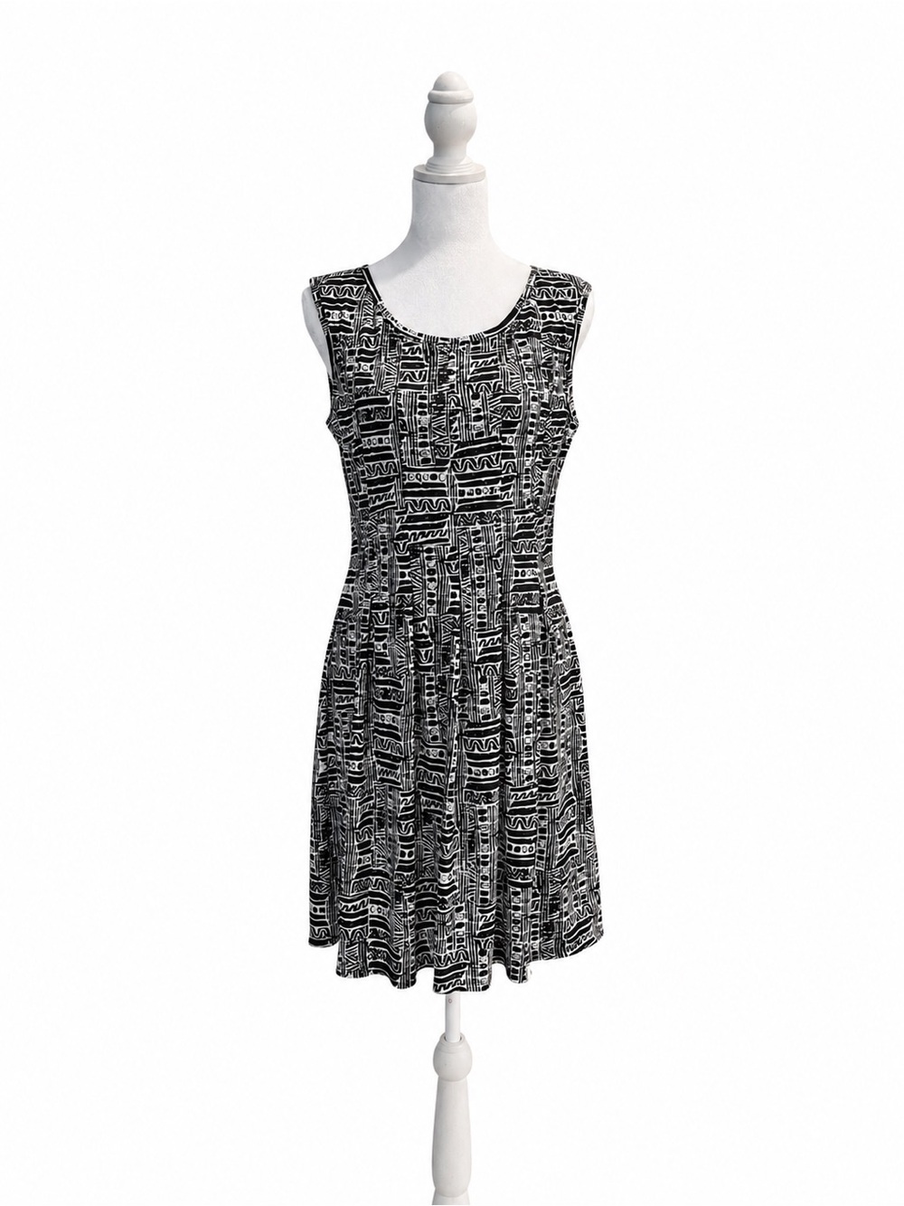 Max Studio Black & White Patterned Midi Dress size MP